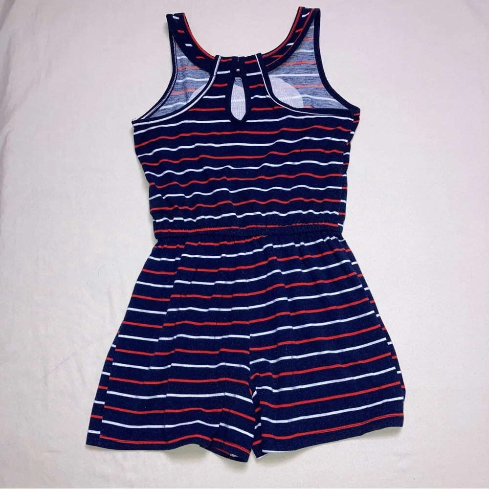 Romper Sequin Outfit Girl 10 Flip Heart Patriotic navy Blue Tank Short Set Strip
